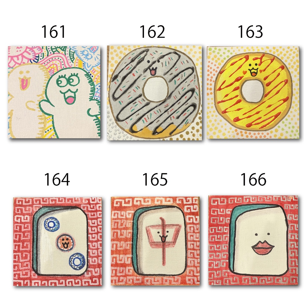 神納セイガ『もちヒューマンたちの宴』個展作品① 10cm×10cm