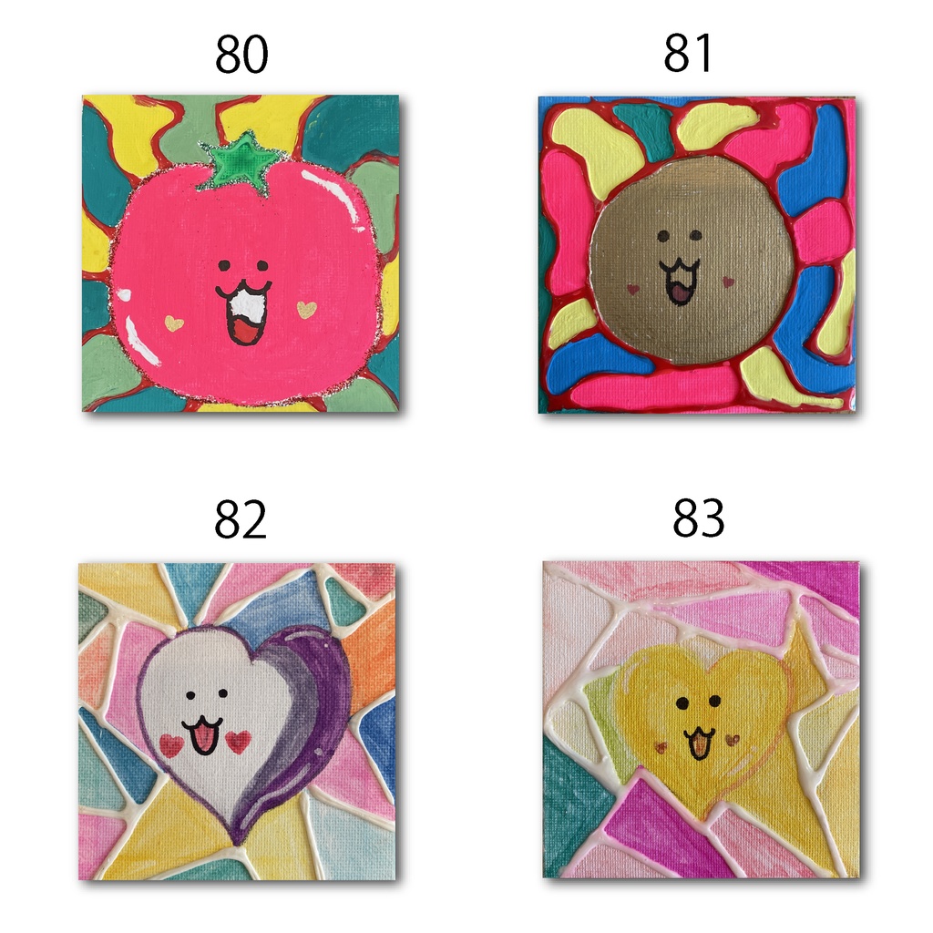 神納セイガ『もちヒューマンたちの宴』個展作品① 10cm×10cm