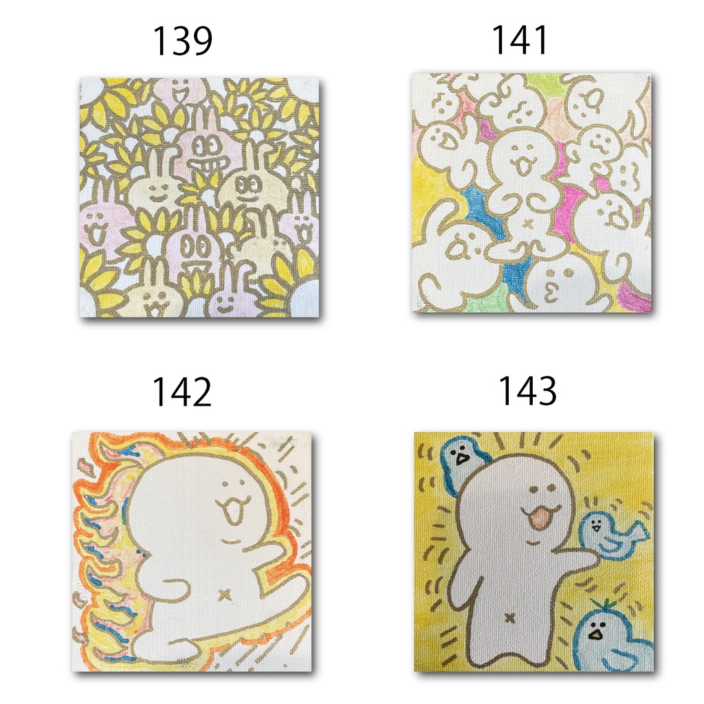 神納セイガ『もちヒューマンたちの宴』個展作品① 10cm×10cm