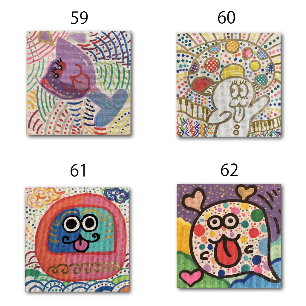 神納セイガ『もちヒューマンたちの宴』個展作品① 10cm×10cm