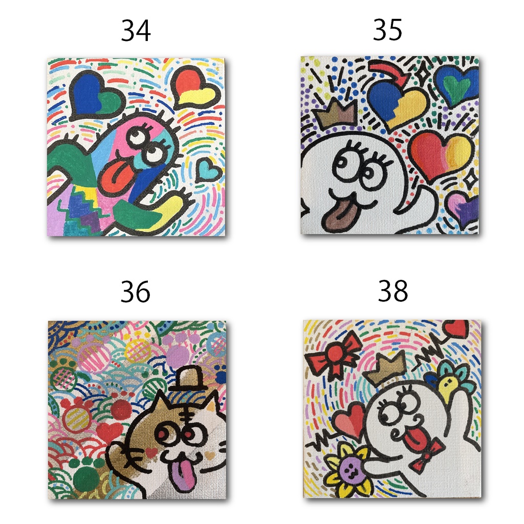 神納セイガ『もちヒューマンたちの宴』個展作品① 10cm×10cm