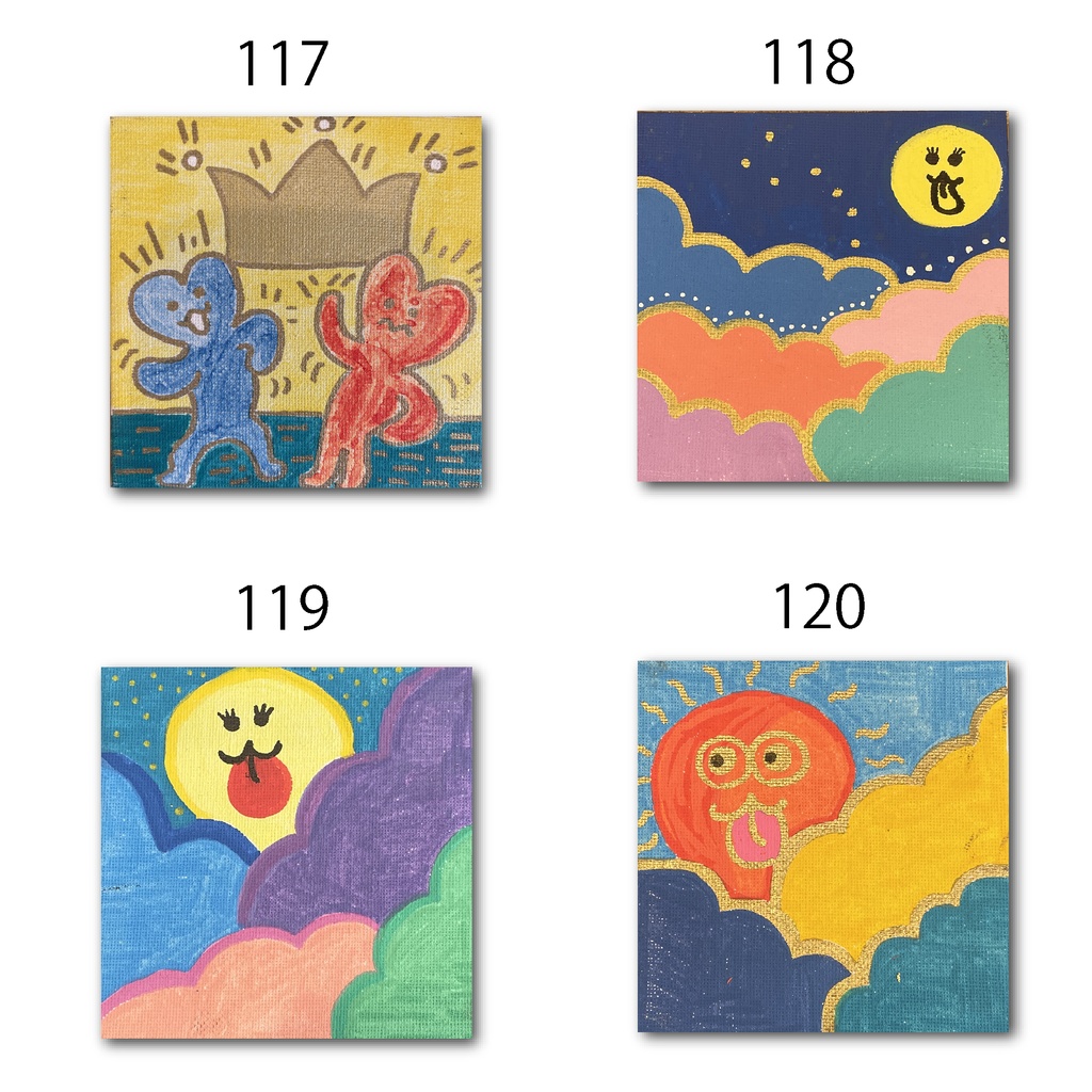 神納セイガ『もちヒューマンたちの宴』個展作品① 10cm×10cm