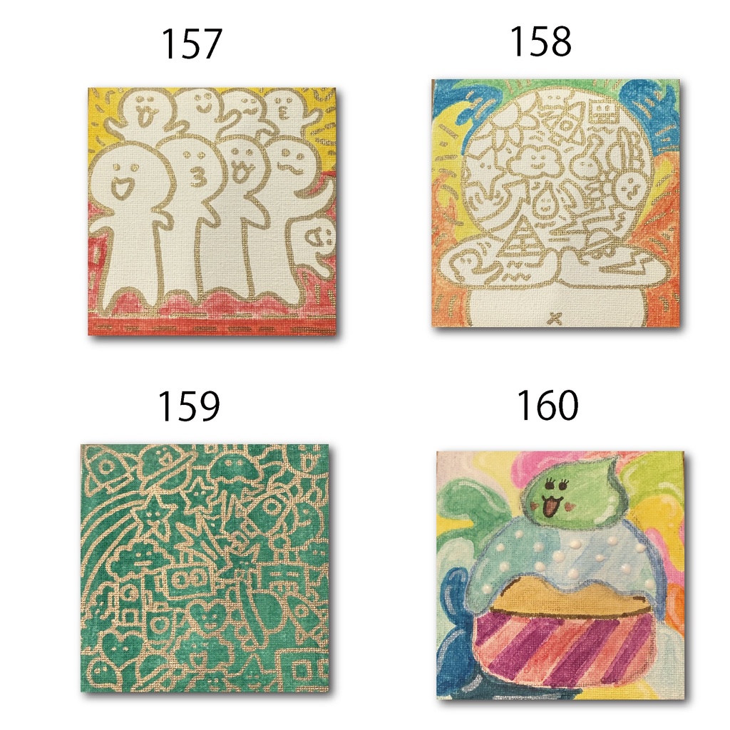 神納セイガ『もちヒューマンたちの宴』個展作品① 10cm×10cm