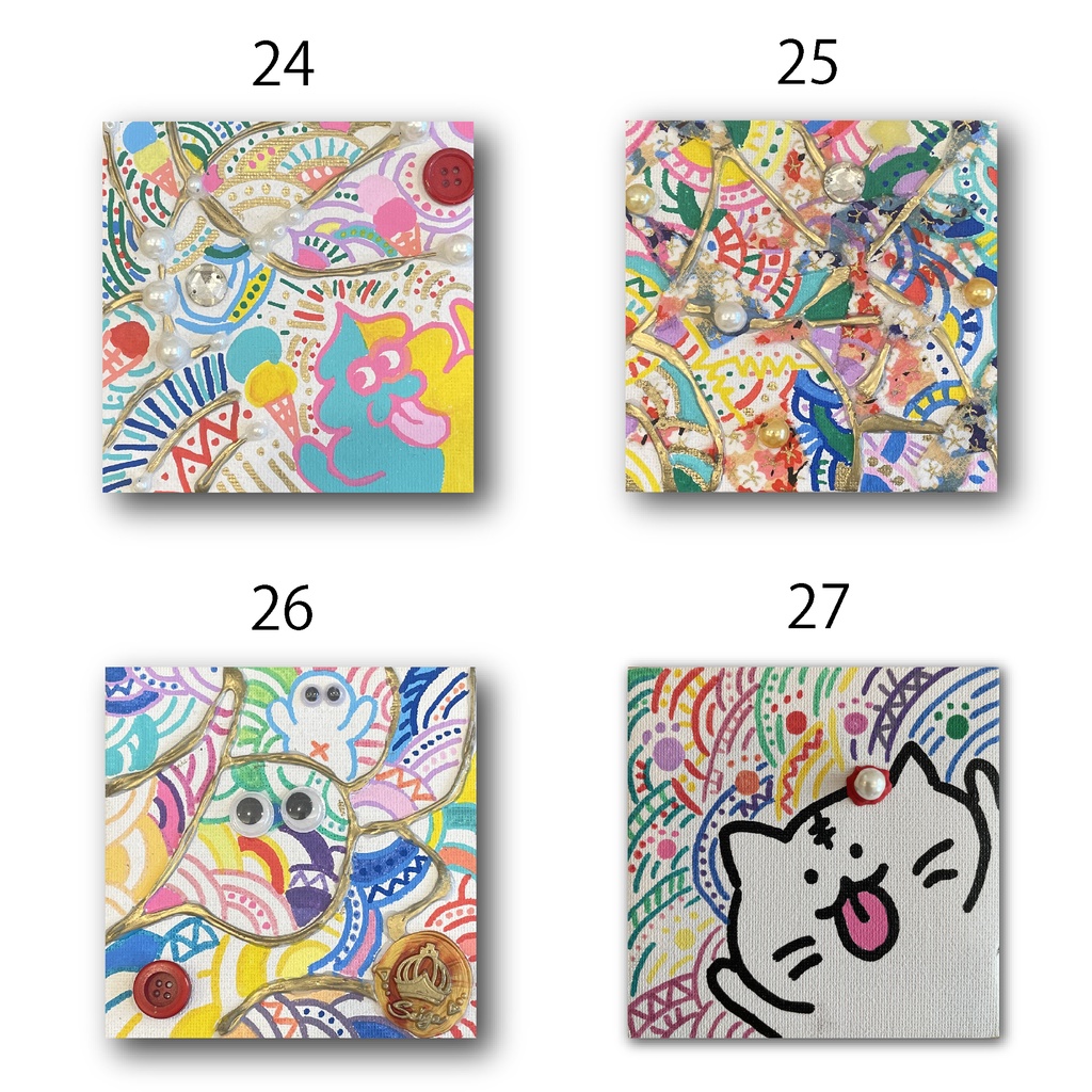 神納セイガ『もちヒューマンたちの宴』個展作品① 10cm×10cm