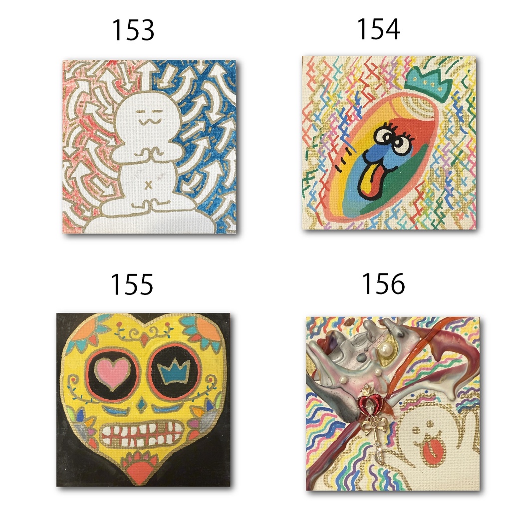 神納セイガ『もちヒューマンたちの宴』個展作品① 10cm×10cm