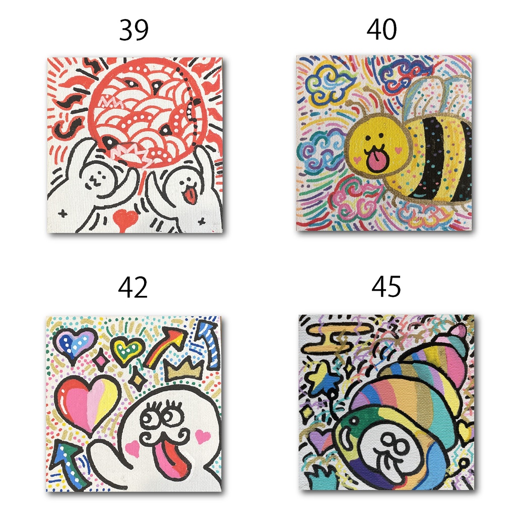 神納セイガ『もちヒューマンたちの宴』個展作品① 10cm×10cm