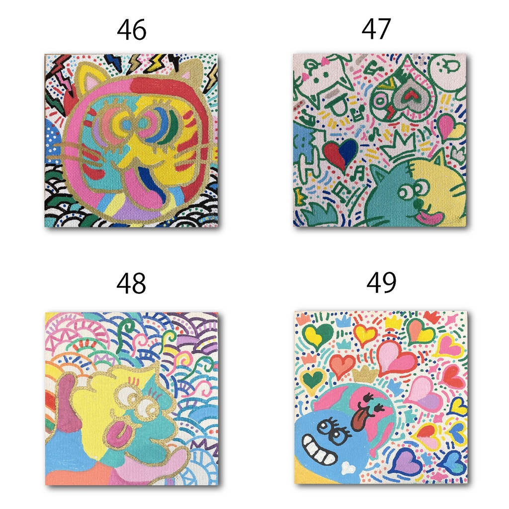 神納セイガ『もちヒューマンたちの宴』個展作品① 10cm×10cm