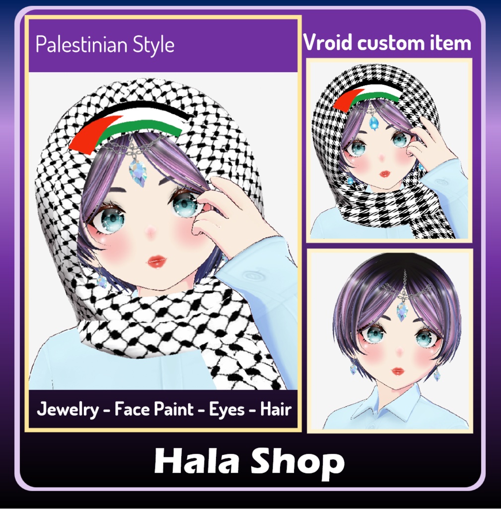 Palestinian Hijab Style (2 Ver.) & Face