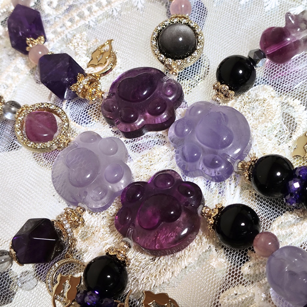 ✦ユリレイ/4点限定/にゃんこブレスレット/天然石イメージアクセサリー