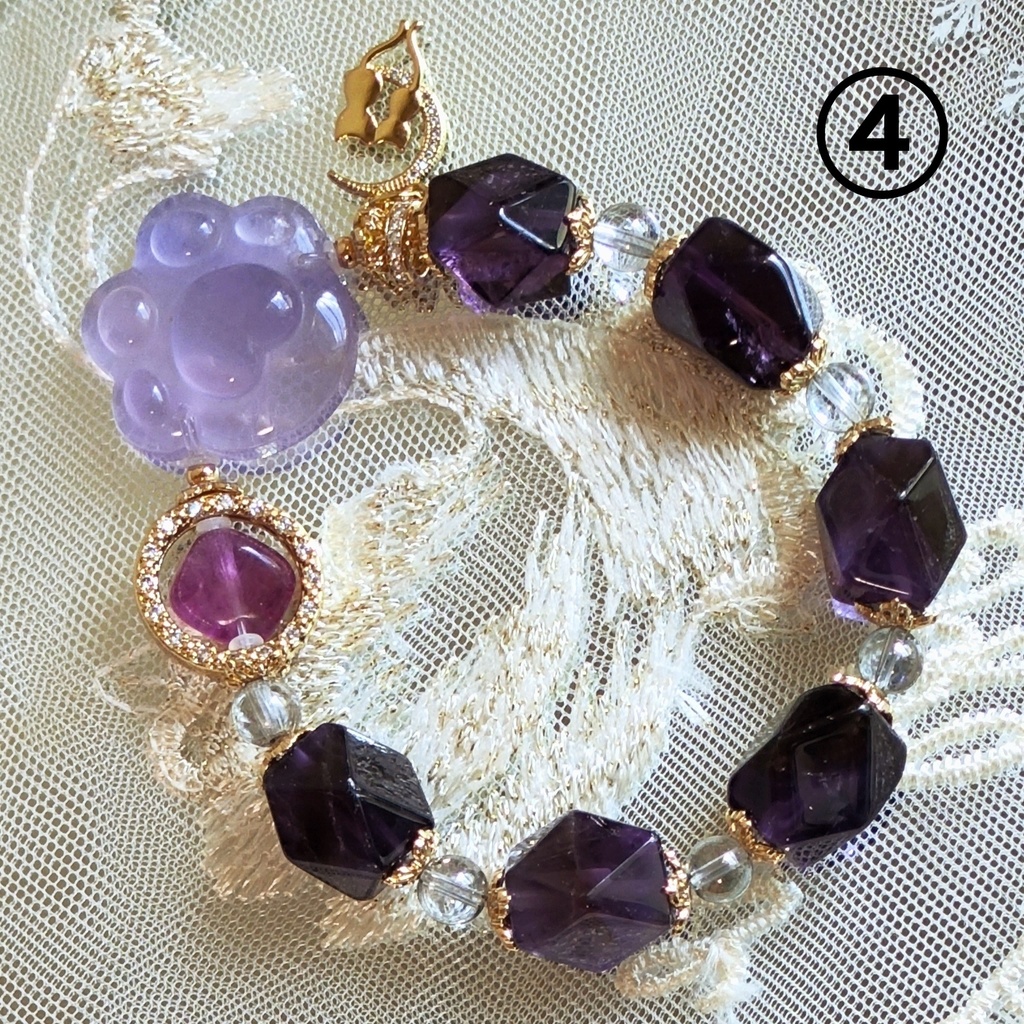 ✦ユリレイ/4点限定/にゃんこブレスレット/天然石イメージアクセサリー