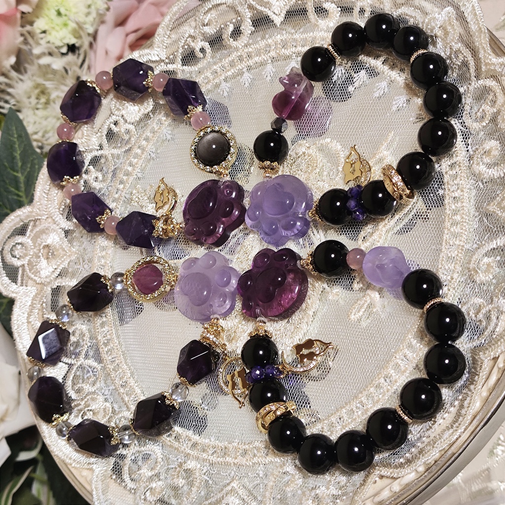 ✦ユリレイ/4点限定/にゃんこブレスレット/天然石イメージアクセサリー