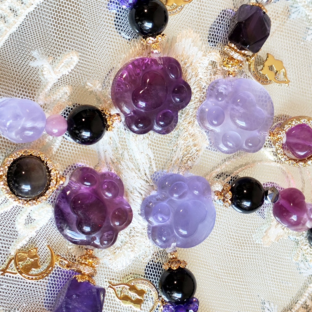 ✦ユリレイ/4点限定/にゃんこブレスレット/天然石イメージアクセサリー