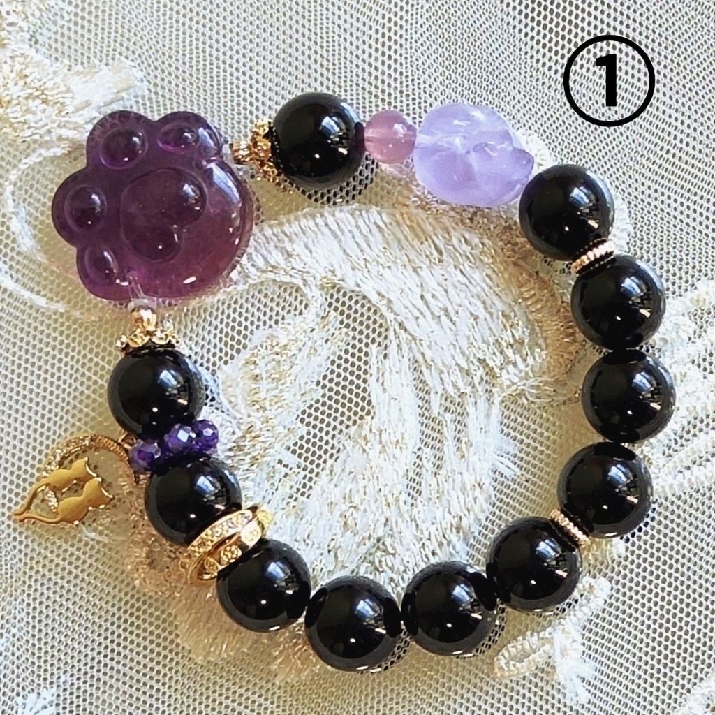 ✦ユリレイ/4点限定/にゃんこブレスレット/天然石イメージアクセサリー