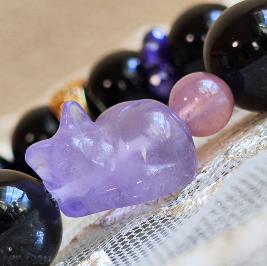 ✦ユリレイ/4点限定/にゃんこブレスレット/天然石イメージアクセサリー