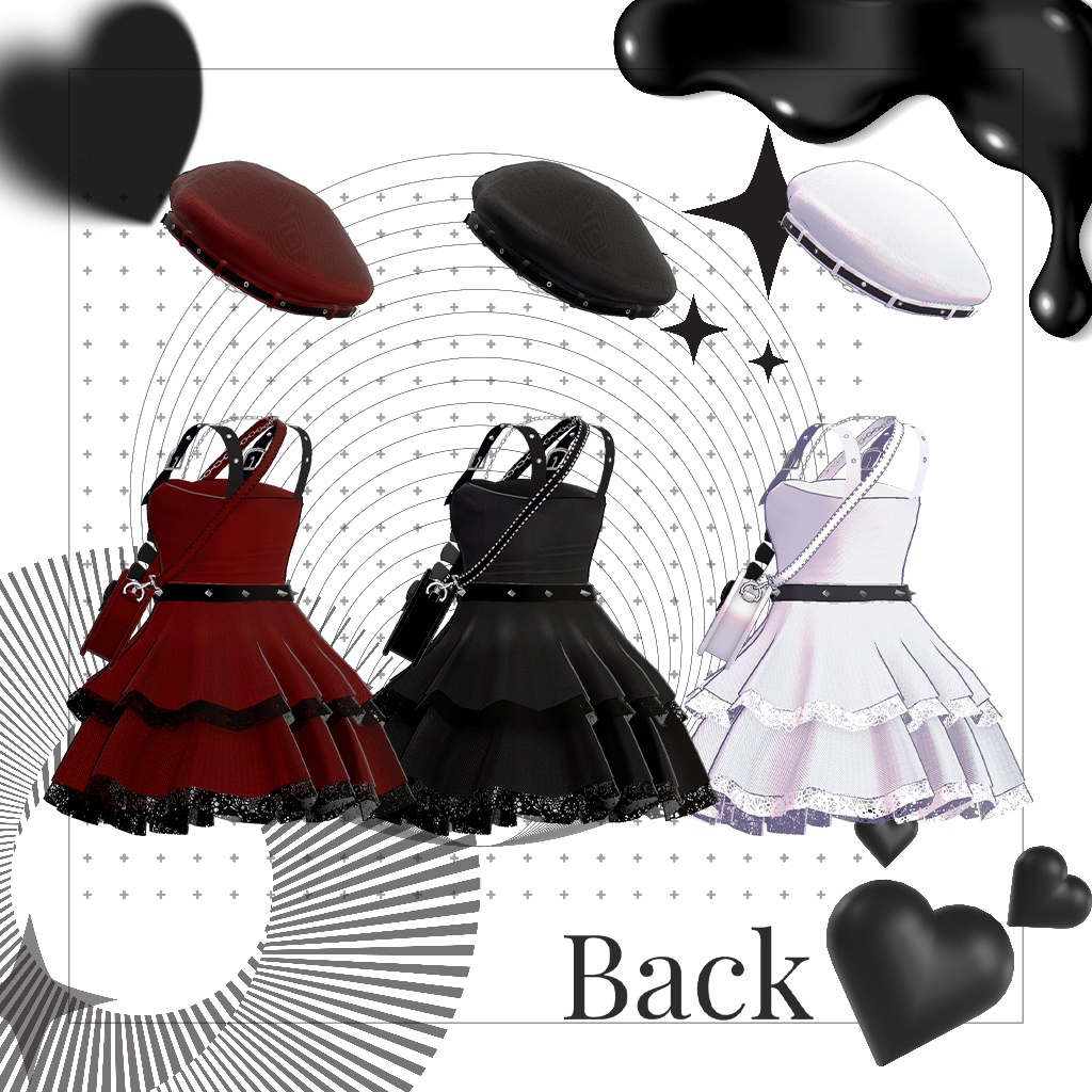 【MANUKA】 Funky mini dress & beret & bag