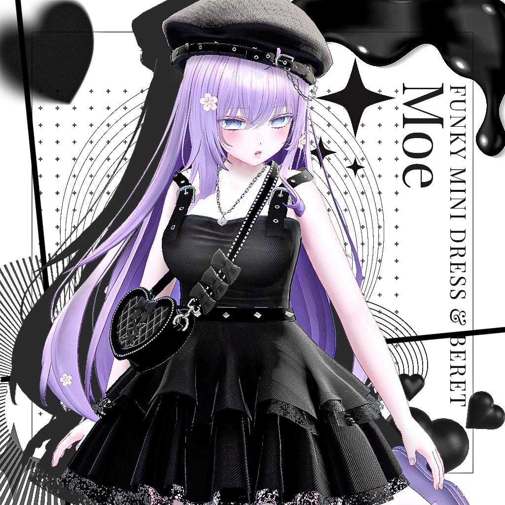 【MOE】 Funky mini dress & beret & bag
