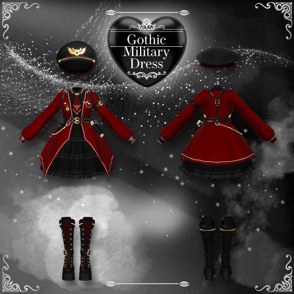 【MOE】 Gothic Millitary Dress