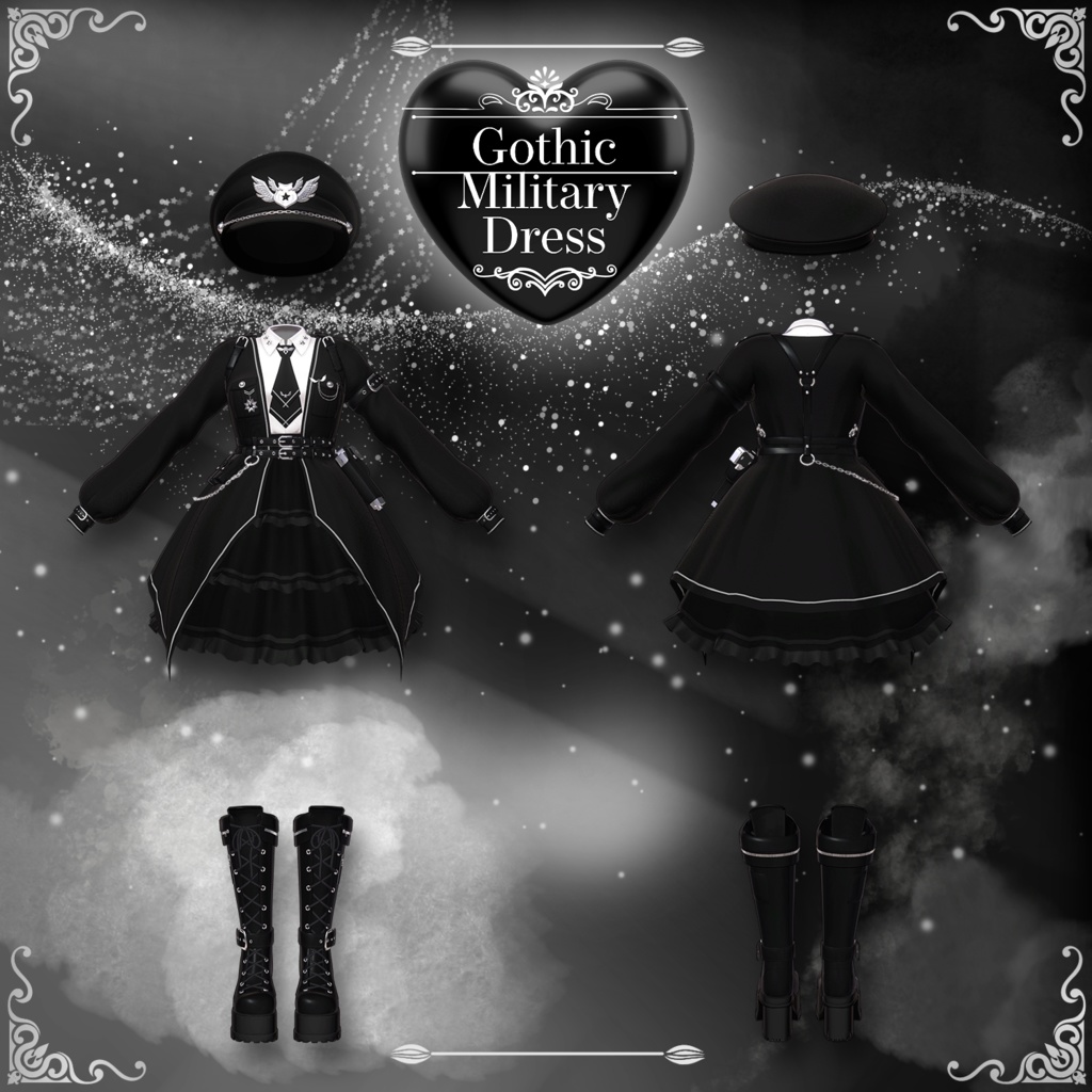 【MOE】 Gothic Millitary Dress