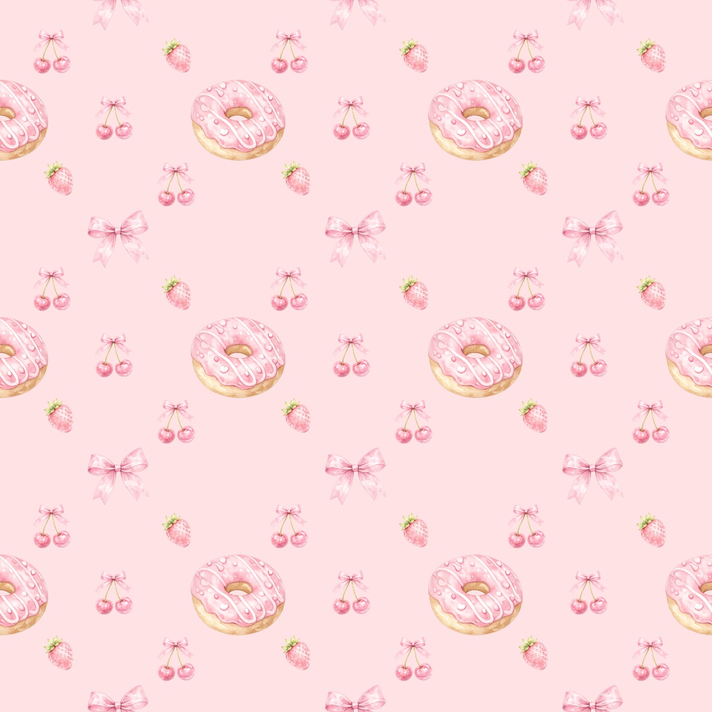 Strawberry Donut Digital Paper Set