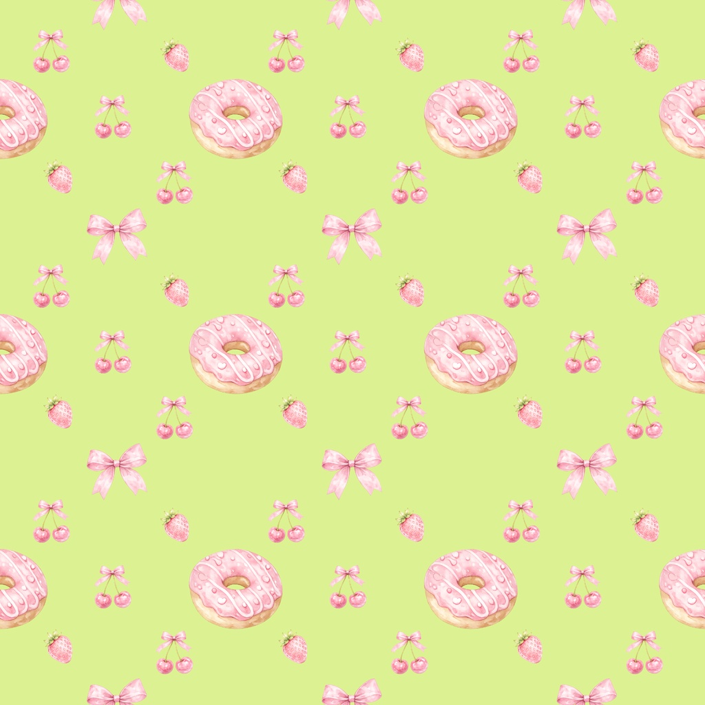 Strawberry Donut Digital Paper Set