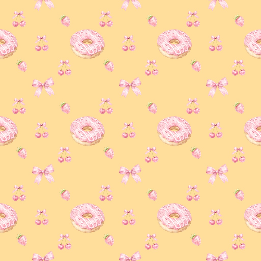 Strawberry Donut Digital Paper Set