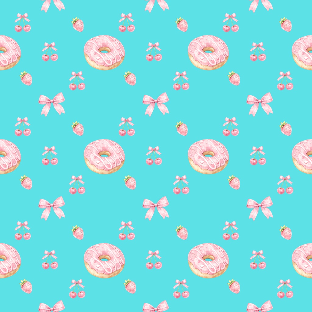 Strawberry Donut Digital Paper Set