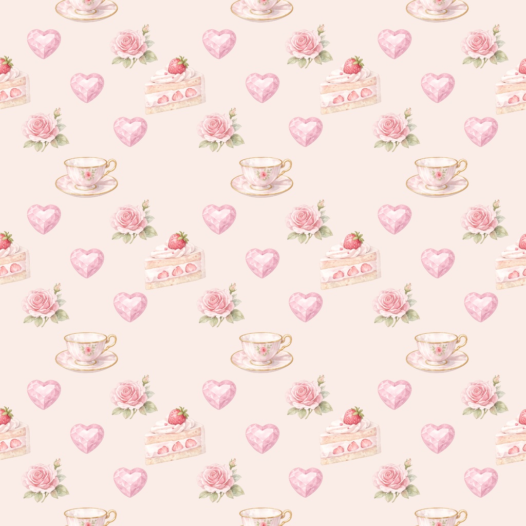 Rose Tea Time Digital Paper Set