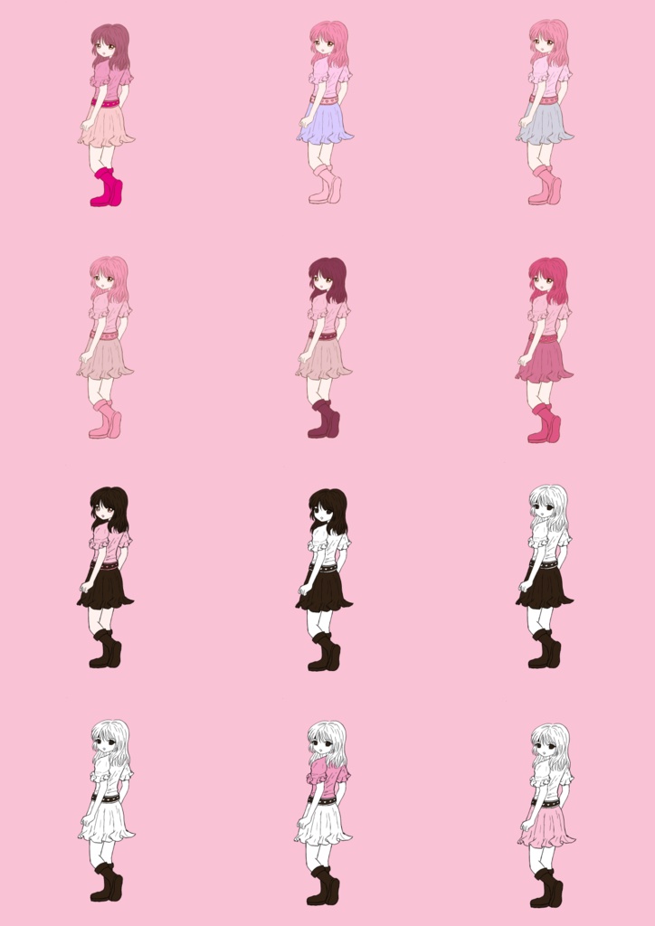 ピンクコラージュ用女の子Aデータ販売A4サイズ2枚セットby 桃々れもん