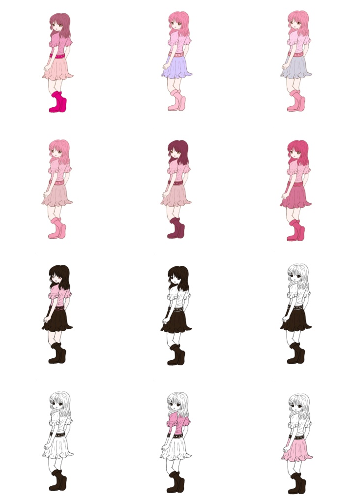 ピンクコラージュ用女の子Aデータ販売A4サイズ2枚セットby 桃々れもん