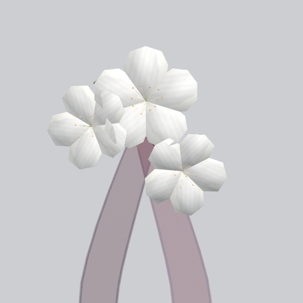 【PC向け/VRChat】和風リボン付き白梅アクセサリ UmeRibbonAccessory