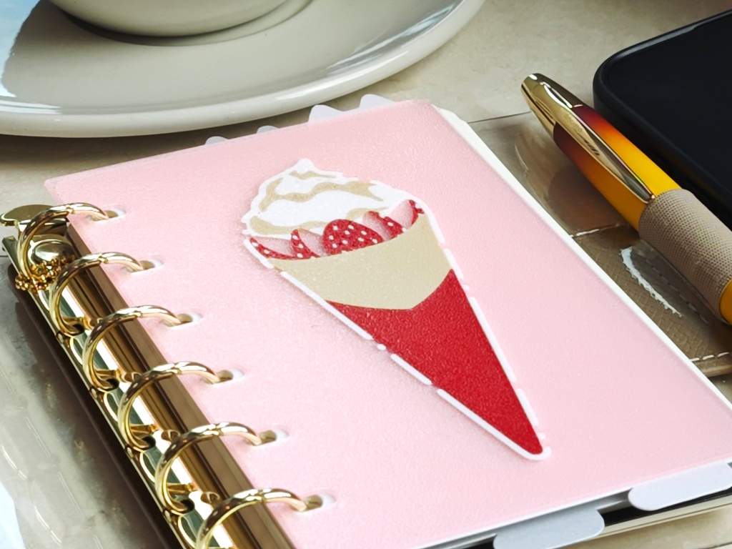 【3Dプリント製】おやつタイムディバイダー『いちごクレープA』（半透明バージョン）