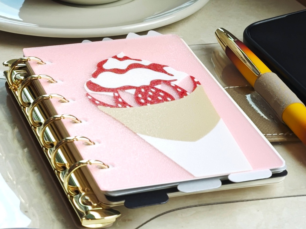 【3Dプリント製】おやつタイムディバイダー『いちごクレープB』（半透明バージョン）