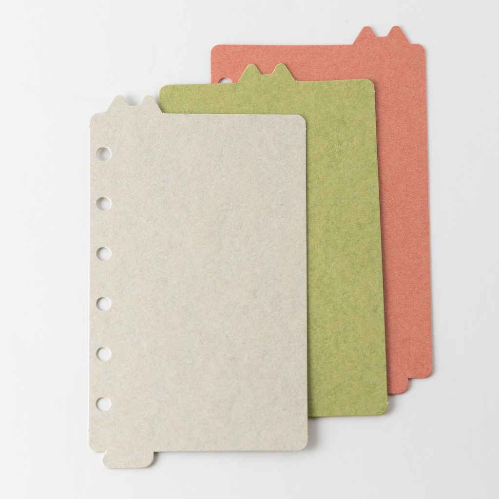 【紙製】3枚セット/M6サイズ手帳用「ねこのみみしっぽインデックス」ハルイロ