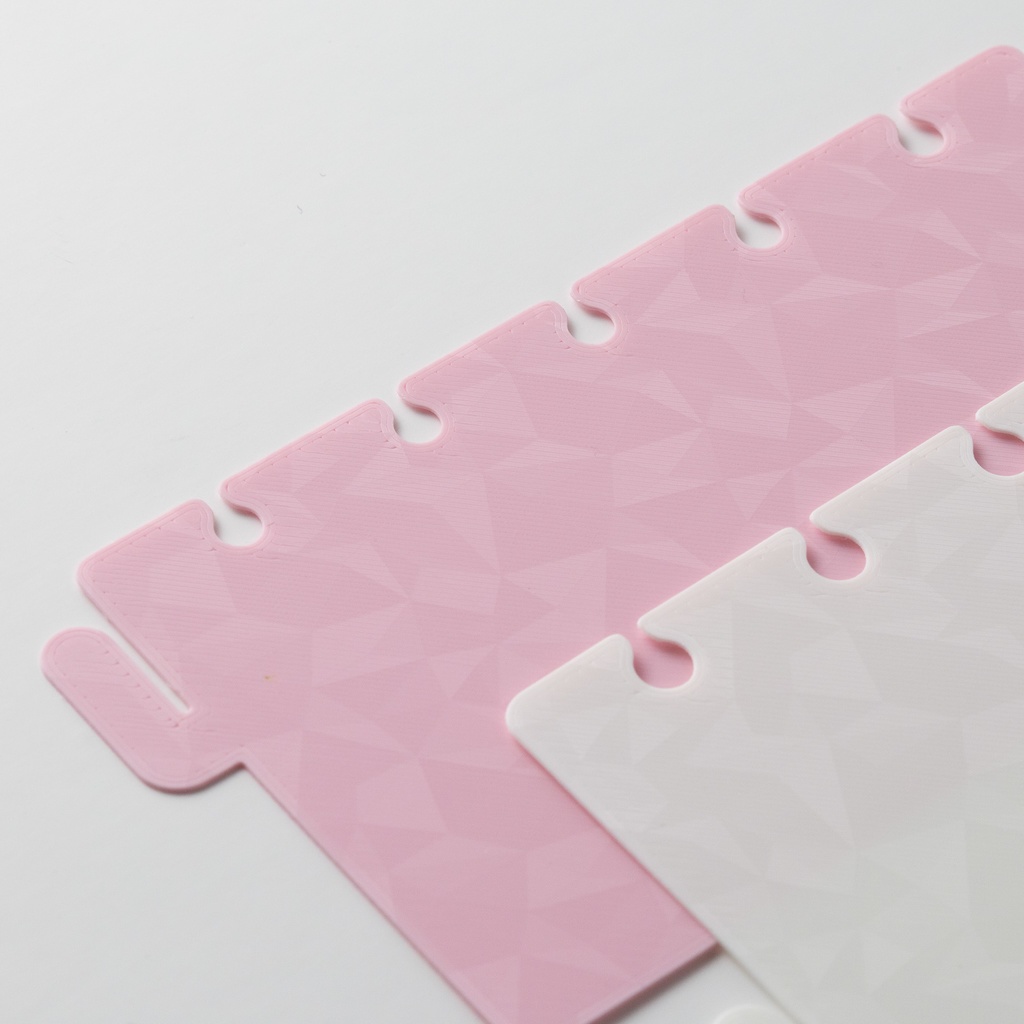 【3Dプリント製】2枚セット/M5サイズ手帳用「ねこのみみしっぽインデックス 桜色」ダイヤモンド柄