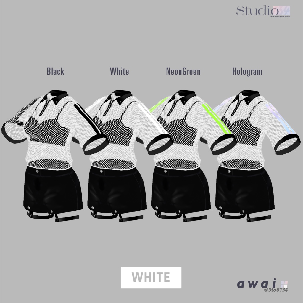 【VRoid衣装テクスチャ】Mesh polo shirts(無料版アリ)【#awai_Studio134】