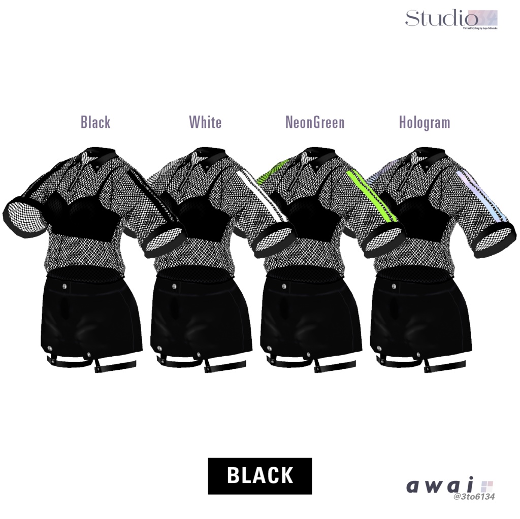 【VRoid衣装テクスチャ】Mesh polo shirts(無料版アリ)【#awai_Studio134】