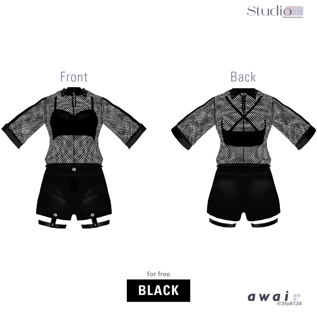 【VRoid衣装テクスチャ】Mesh polo shirts(無料版アリ)【#awai_Studio134】