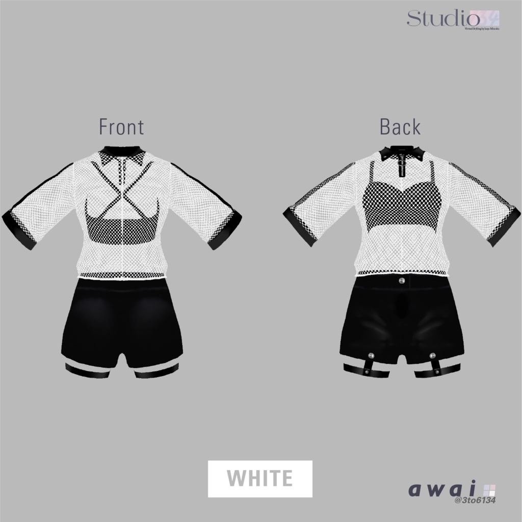 【VRoid衣装テクスチャ】Mesh polo shirts(無料版アリ)【#awai_Studio134】