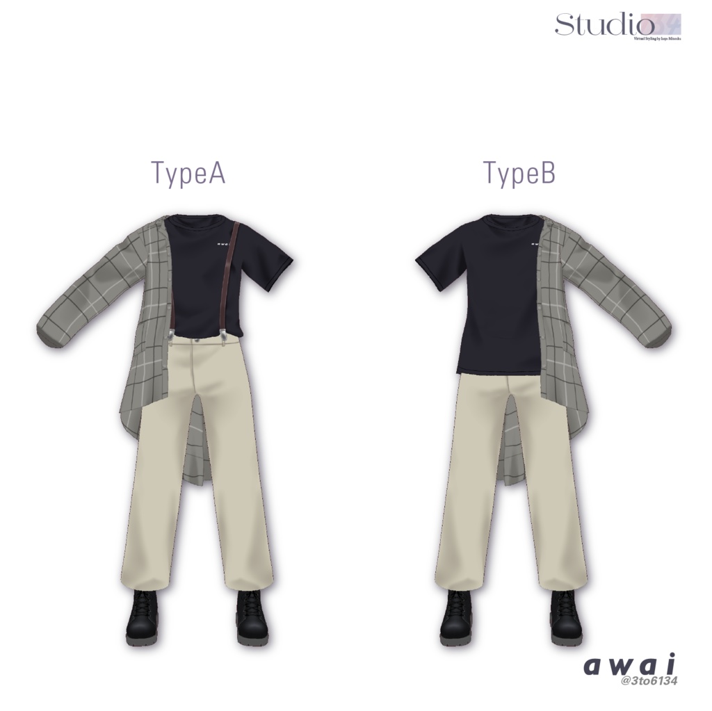 【VRoid衣装テクスチャ】Loose-Fitting awai Co-ords【#awai_Studio134】