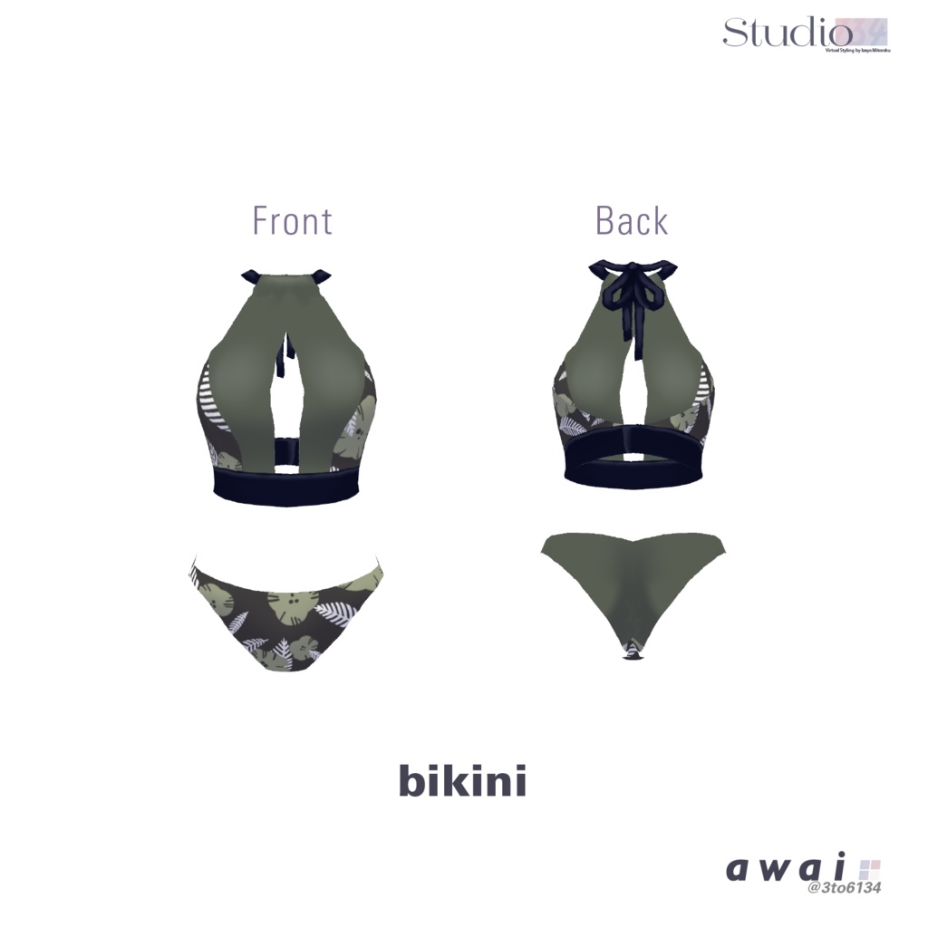 【VRoid衣装テクスチャ】awai color swimwear - monokini & bikini【#awai_Studio134】