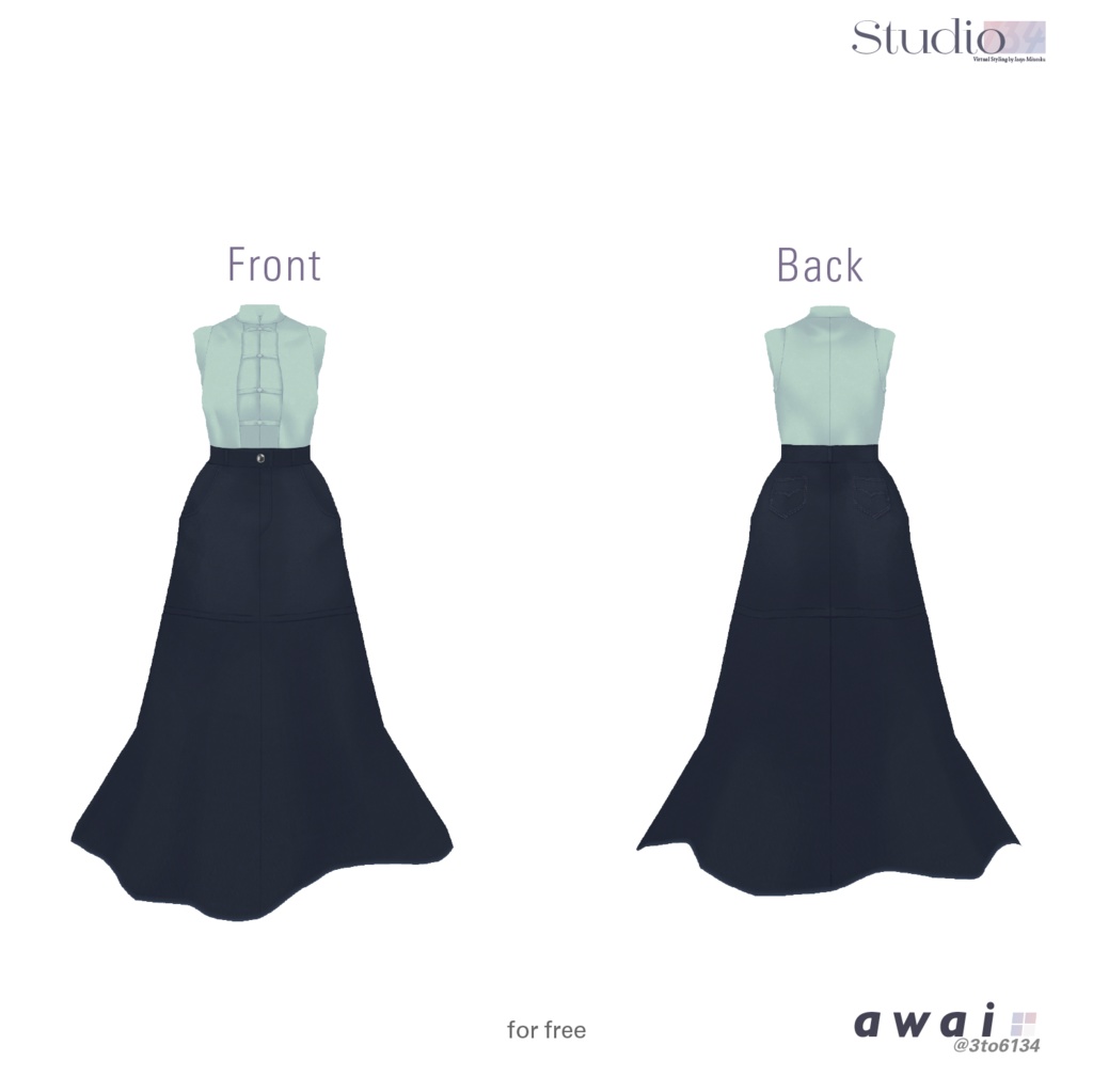 【VRoid衣装テクスチャ】Casual China Dress【#awai_Studio134】