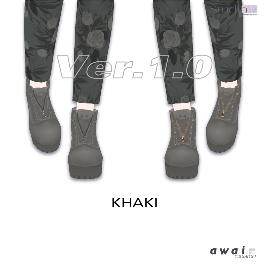 【VRoid衣装テクスチャ】Zip-up Short Boots【#awai_Studio134】