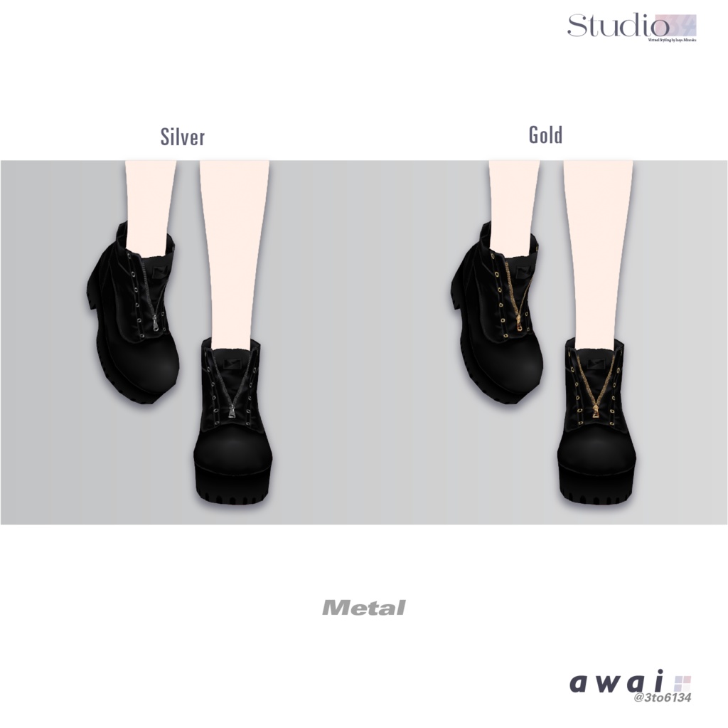 【VRoid衣装テクスチャ】Zip-up Short Boots【#awai_Studio134】