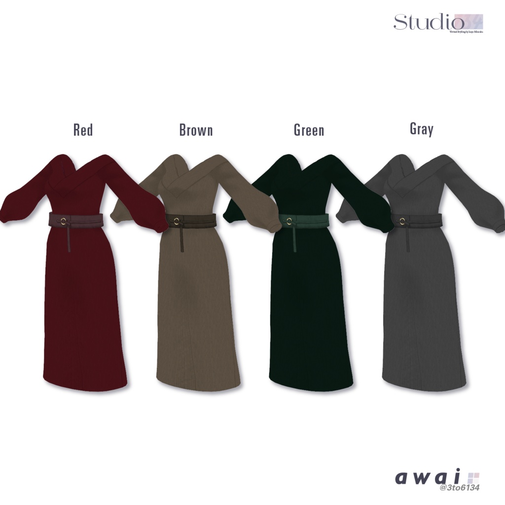 【VRoid衣装テクスチャ】High-gauge Knit Dress【#awai_Studio134】