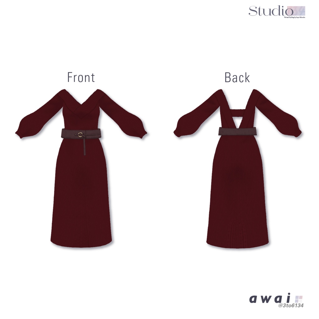 【VRoid衣装テクスチャ】High-gauge Knit Dress【#awai_Studio134】
