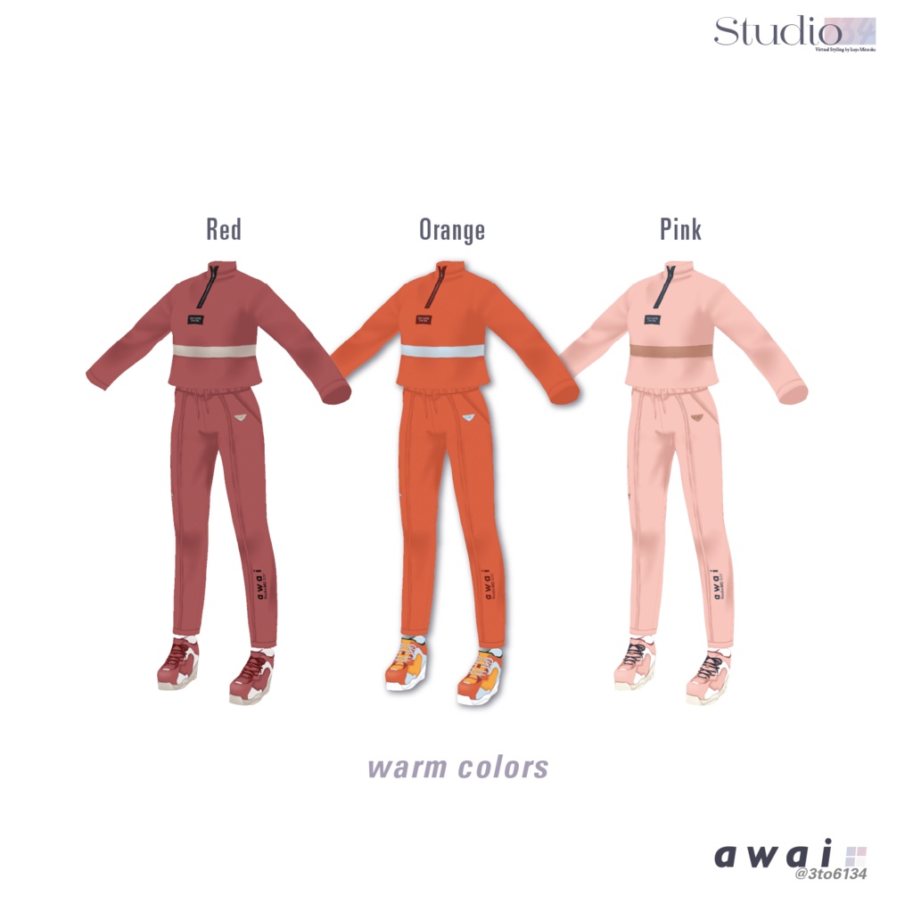【VRoid衣装テクスチャ】awai Trackwear and Shoes【#awai_Studio134】