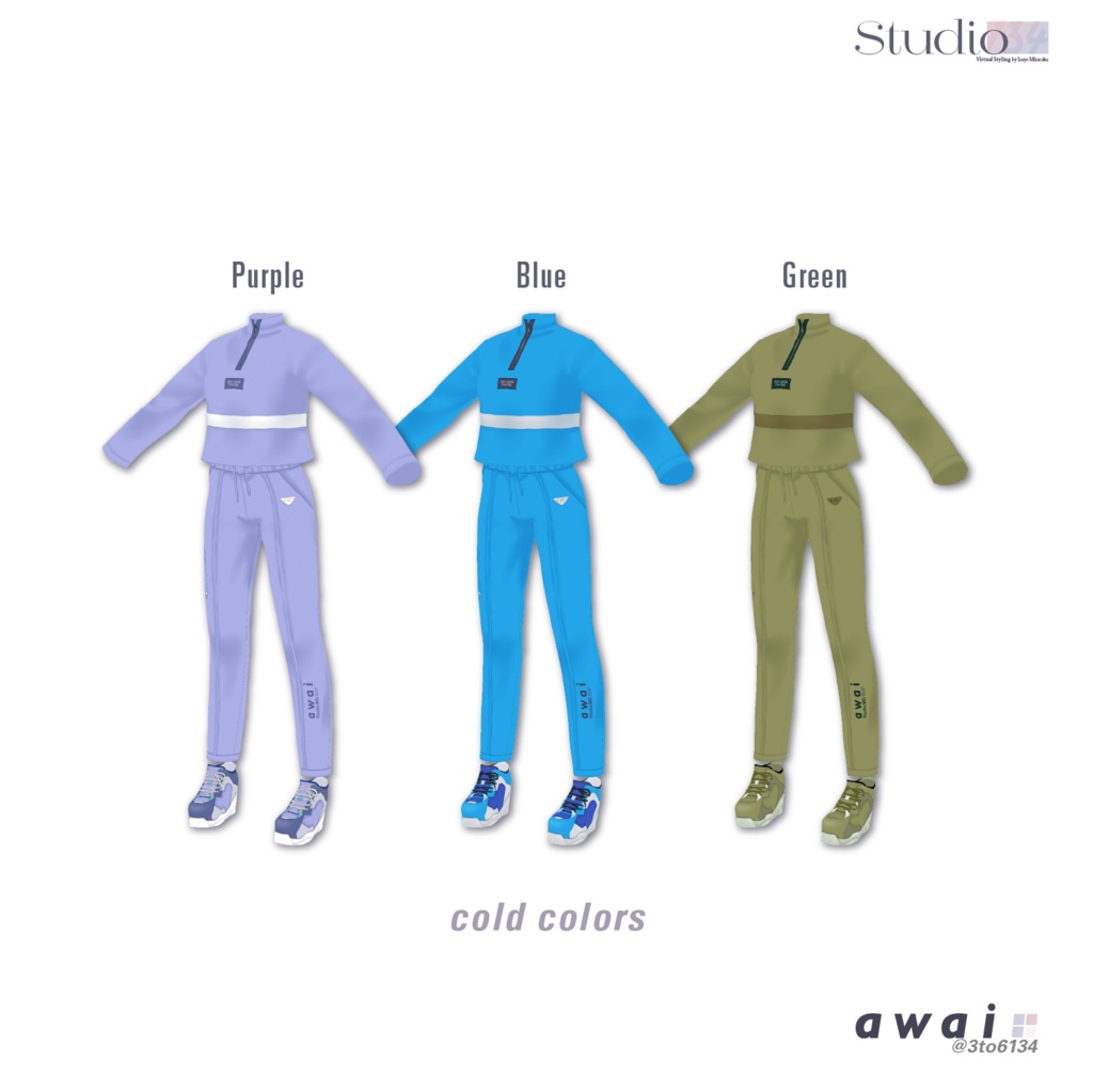 【VRoid衣装テクスチャ】awai Trackwear and Shoes【#awai_Studio134】