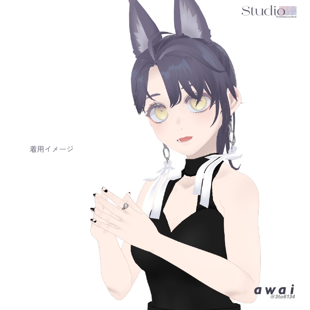 【VRoid衣装テクスチャ】Ribbon & Chain Pierces【#awai_Studio134】