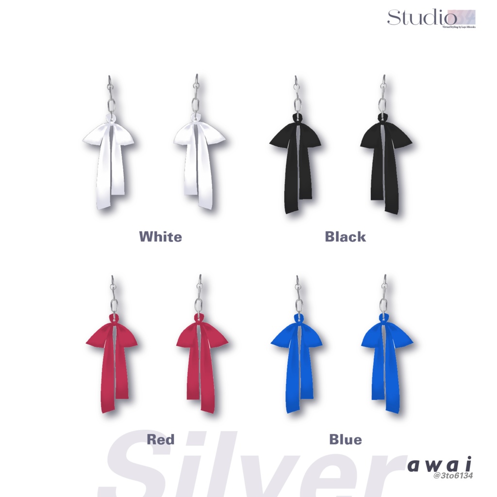 【VRoid衣装テクスチャ】Ribbon & Chain Pierces【#awai_Studio134】