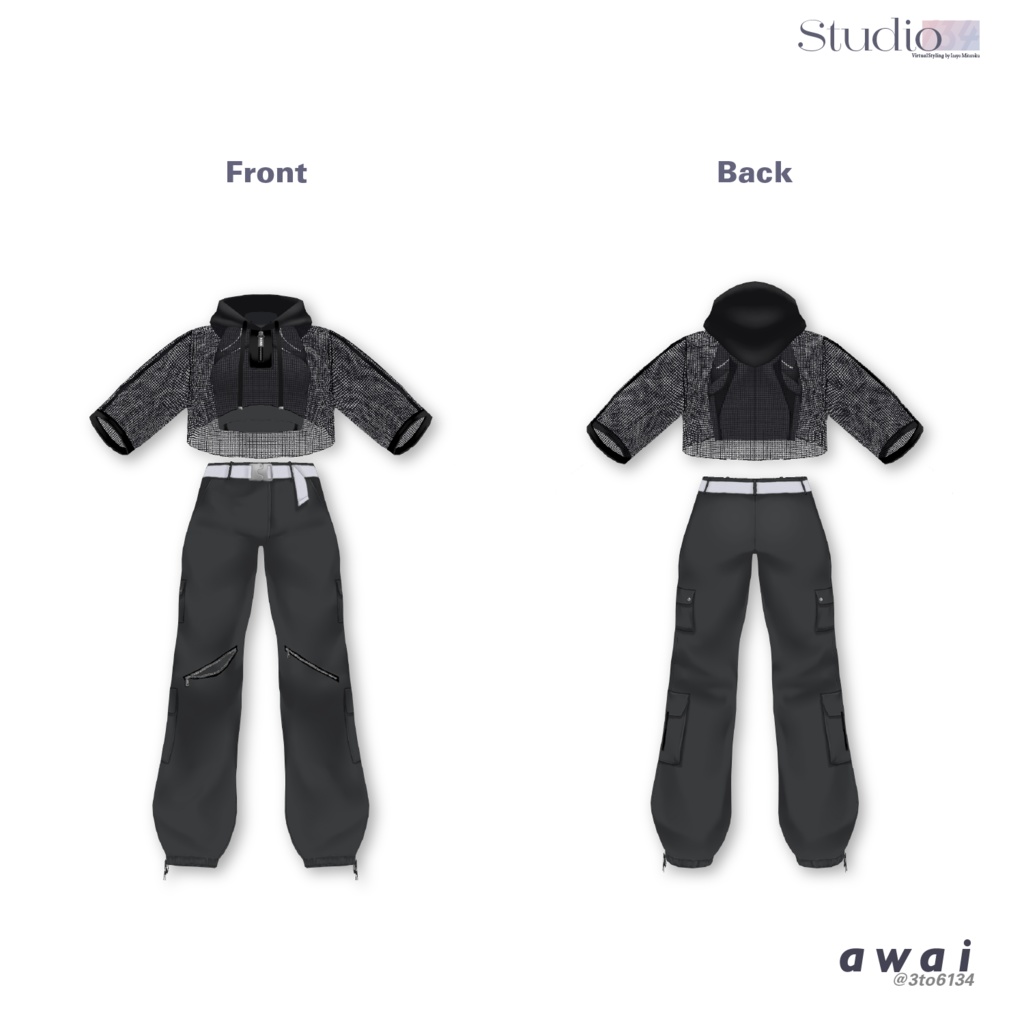 【VRoid衣装テクスチャ】Mesh Hoodie【#awai_Studio134】
